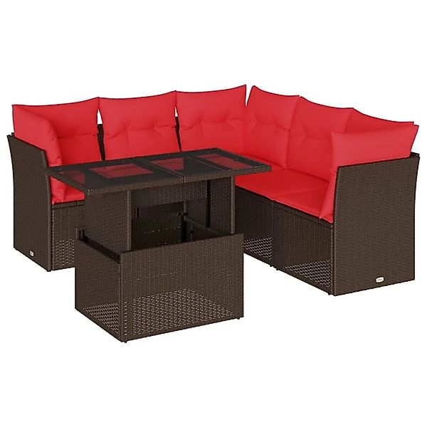 vidaXL 6-Tlg Gartensofa-Set mit Kissen Braun Polyrattan 3266584 günstig online kaufen