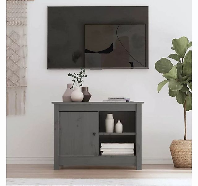 furnicato TV-Schrank Grau 70x36,5x52 cm Massivholz Kiefer günstig online kaufen