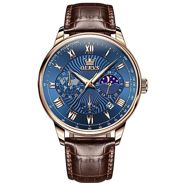 OLEVS Quarzuhr Herren Olevs Chronograph Uhr – Lederarmband, klassisch elega günstig online kaufen