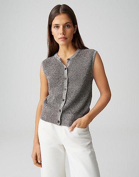 OPUS Strickweste Strickweste aus Baumwoll-Mix mit Mélange-Effekt Schmale Pa günstig online kaufen
