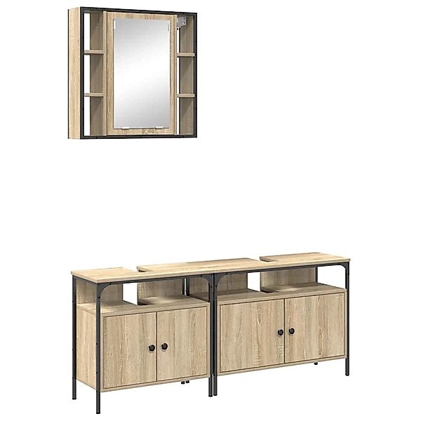 vidaXL Badezimmermöbel-Set mit Regal mit Tür 3-Tlg Braun Holzwerkstoff 3345 günstig online kaufen