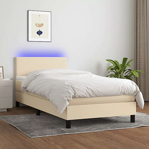 Vidaxl Boxspringbett Mit Matratze & Led Creme 80x200 Cm Stoff günstig online kaufen