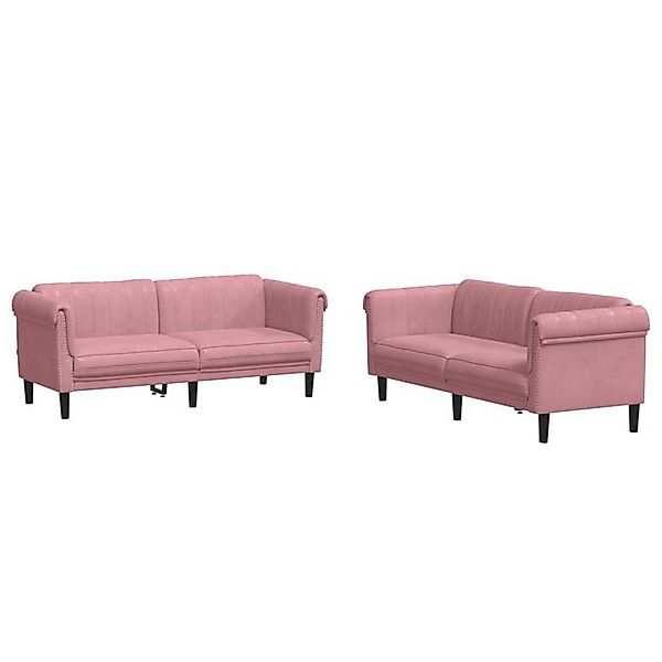 vidaXL Sofa 2-tlg. Sofagarnitur Rosa Samt günstig online kaufen