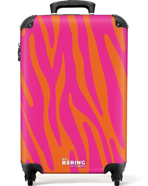 NoBoringSuitcases.com© Hartschalen-Trolley Rosa und orangefarbener Zebradru günstig online kaufen