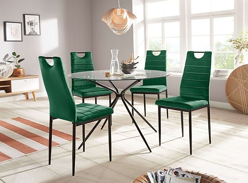 INOSIGN Essgruppe »Silvi-Mandy« Set, Set 110 cm, 5 tlg. Glastisch 110x110 c günstig online kaufen