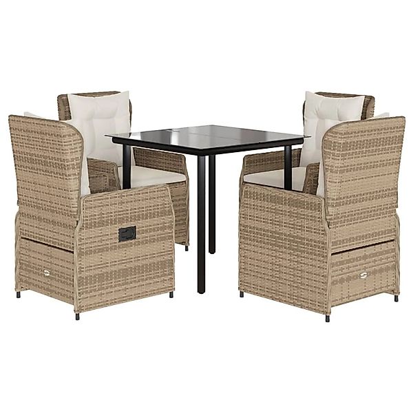 vidaXL 5-Tlg Garten-Essgruppe mit Kissen Beige Poly Rattan 3262890 günstig online kaufen