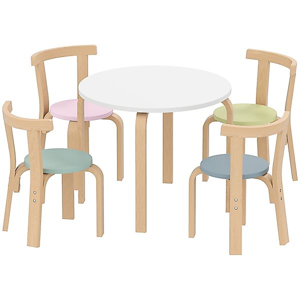 AIYAPLAY Kindertisch Holz mit 4 Stühlen 5-teilig Kinder Tisch Stuhl Set Kin günstig online kaufen