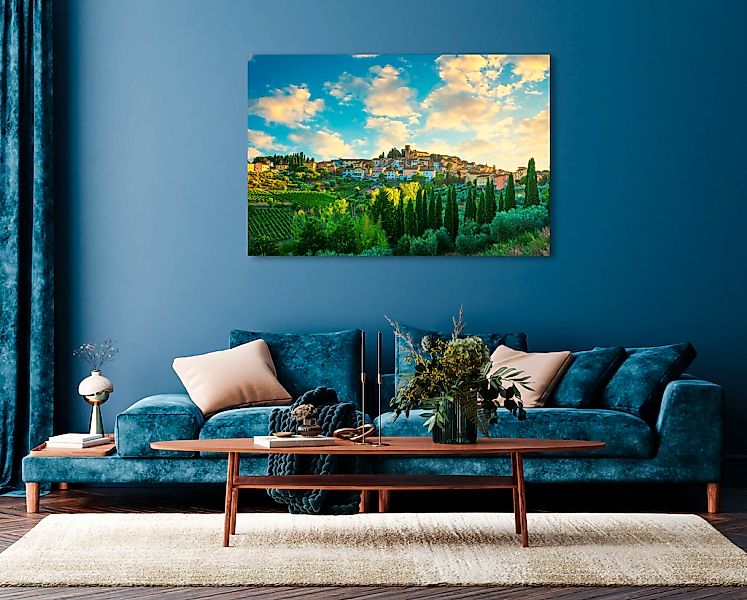 queence Acrylglasbild "Elina", Landschaft-Italien-Tannenbaum-Gebäude-Stadt, günstig online kaufen