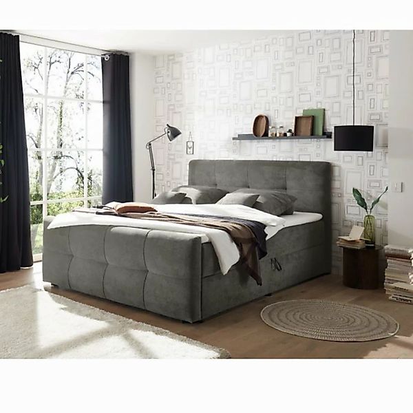 Lomadox Polsterbett WINDSOR-09, Doppelbett Ehebett Hotelbett Bett grau Bett günstig online kaufen