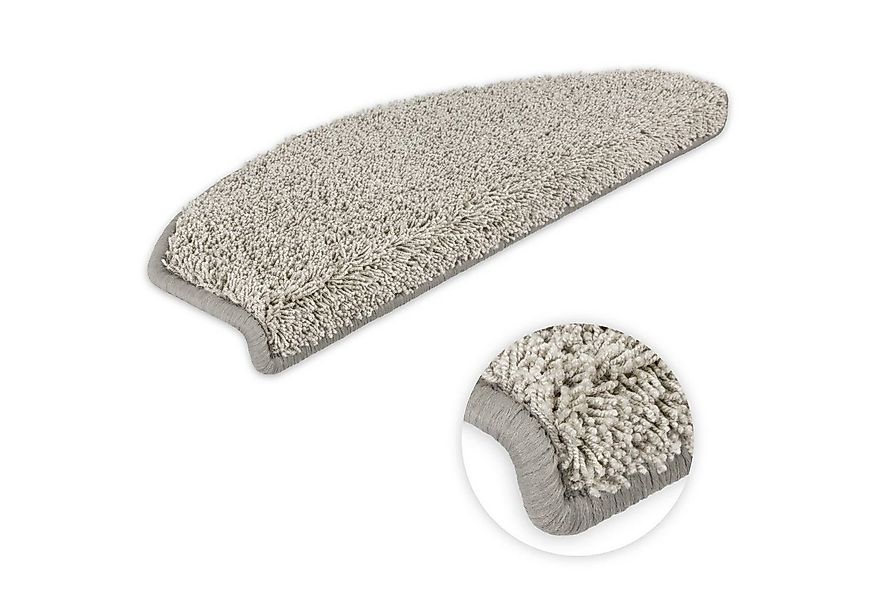 Metzker® Stufenmatte Shaggy Stufenmatten Emphoria Halbrund lichtgrau 15 Stü günstig online kaufen