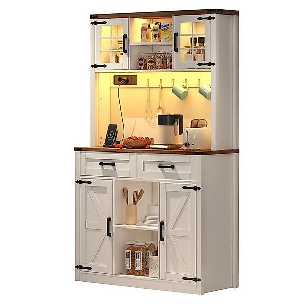 XDOVET Barschrank Sideboard Küchen-Buffetschrank mit LED-Beleuchtung und St günstig online kaufen