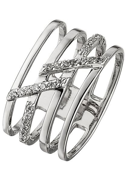 JOBO Silberring, 4-reihig breit 925 Silber mit 28 Zirkonia günstig online kaufen