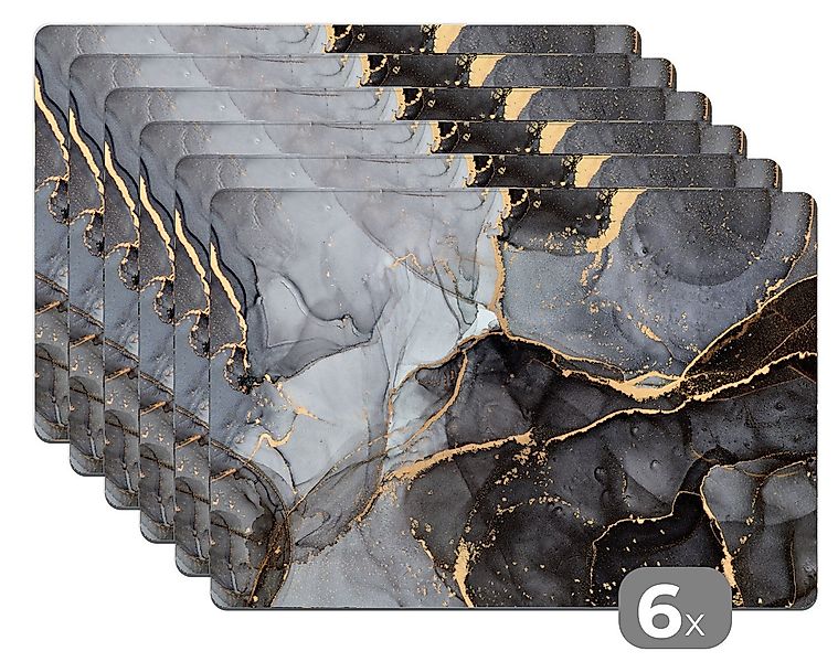 MuchoWow Platzset Marmoroptik/print - Gold - Grau, (6-St), Platzsets, Tisch günstig online kaufen