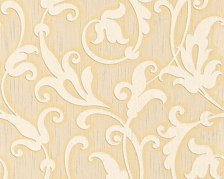 Bricoflor Creme Gold Vlies Textiltapete Ranken Vliestapete Elegant für Essz günstig online kaufen