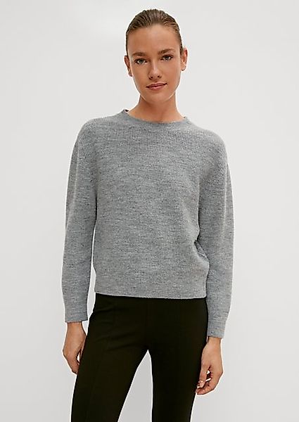 comma casual identity Langarmshirt Softer Pullover aus Wollmix Rippblende günstig online kaufen