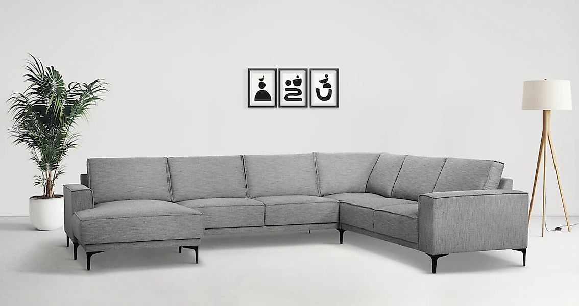 Places of Style Wohnlandschaft "XXL Sofa Oland, Struktur, Flachgewebe, Luxu günstig online kaufen