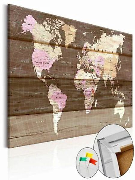 artgeist Pinnwand Bild Wooden World [Cork Map] mehrfarbig Gr. 60 x 40 günstig online kaufen