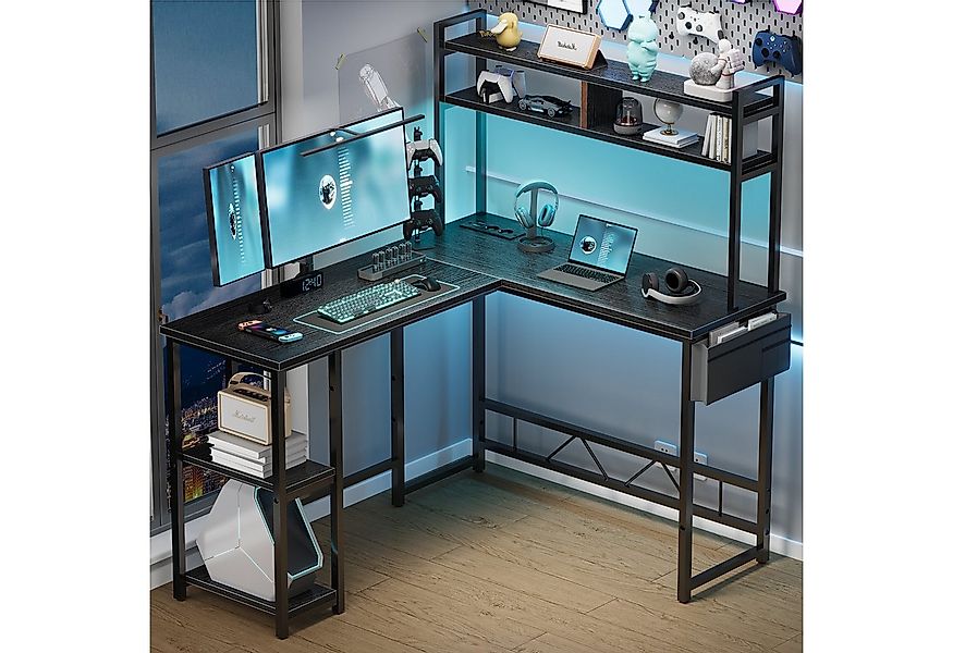 HOMALL Gamingtisch Schreibtisch mit LED und USB L-förmiger Ecktisch 160 * 1 günstig online kaufen