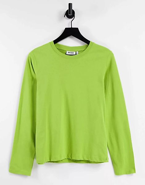 Weekday – Alanis – Langärmliges Shirt aus Bio-Baumwolle in Limettengrün günstig online kaufen