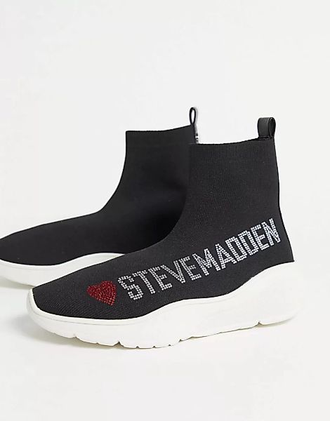 Steve Madden – Master Ballur – Sneaker im Socken-Look in Schwarz günstig online kaufen