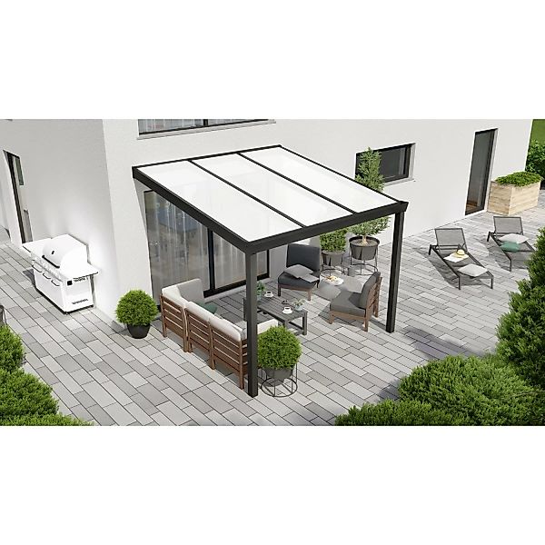 Terrassenüberdachung Professional 300 cm x 350 cm Schwarz Struktur PC Opal günstig online kaufen