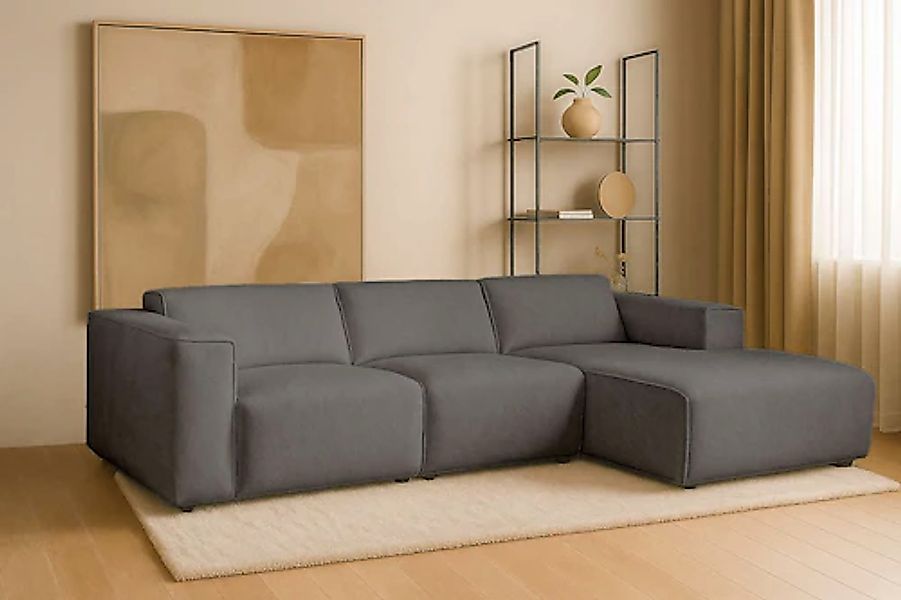 andas Ecksofa »Noord«, L-Form, mit Kedernaht, Breite 281 cm, Cord, Struktur günstig online kaufen