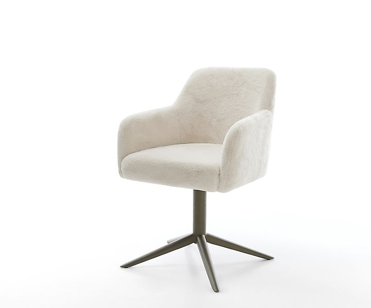 Drehstuhl Greg-Flex Plüsch Creme-Weiß Fußkreuz Effektfinish Titan 360° dreh günstig online kaufen