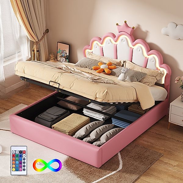 Flieks Polsterbett, LED Kinderbett Doppelbett mit günstig online kaufen