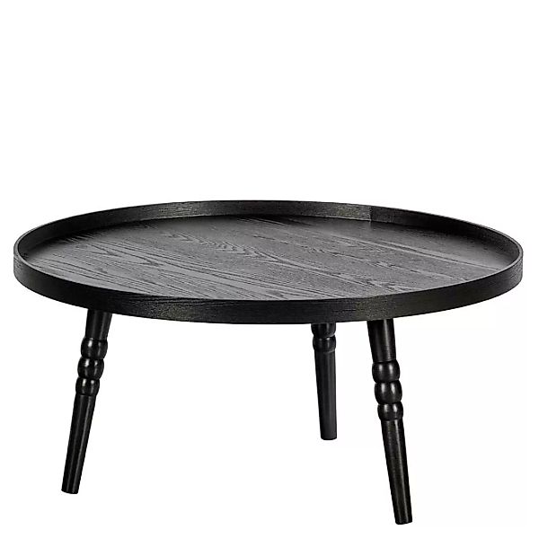 Runder Wohnzimmer Tisch schwarz in modernem Design 75 cm breit (zweiteilig) günstig online kaufen