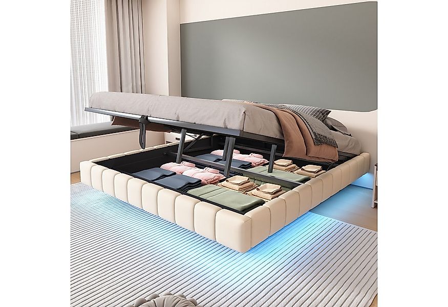 HAUSS SPOLE Polsterbett 180x200 cm, Hydraulischer Schwebebett mit LED-Licht günstig online kaufen