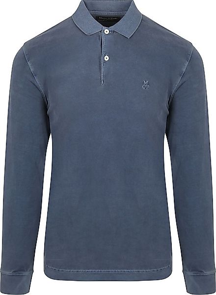 Marc O'Polo Longsleeve Poloshirt Dunkelblau - Größe M günstig online kaufen
