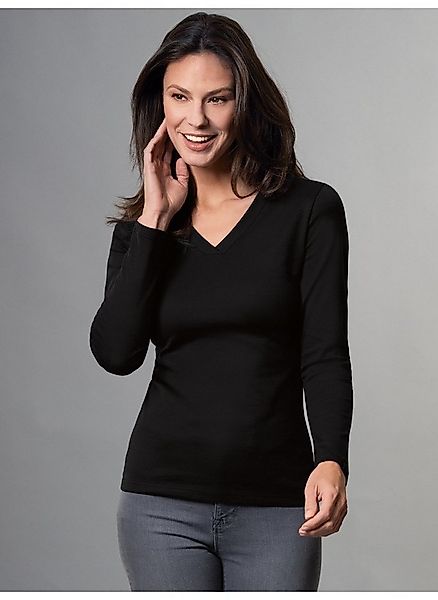 Trigema T-Shirt TRIGEMA Langarmshirt mit V-Ausschnitt (1-tlg) günstig online kaufen