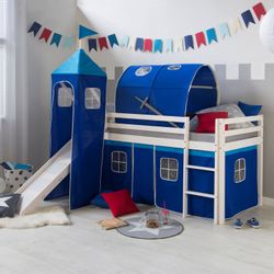Homestyle4u Hochbett 90x200 mit Vorhang Stockbett günstig online kaufen