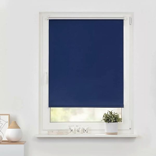Thermo Klebe-/Klemmrollo Verdunklungsqualität blau B/L: ca. 65x150 cm günstig online kaufen