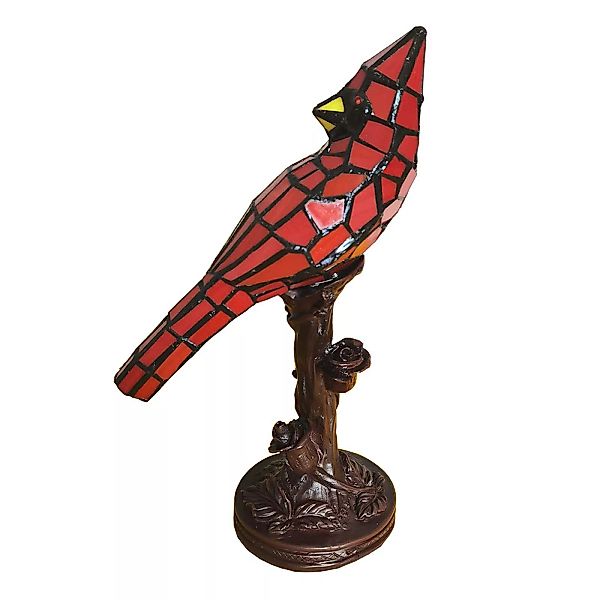 Tischleuchte 5LL-6102R Vogel, rot, Tiffany-Stil günstig online kaufen