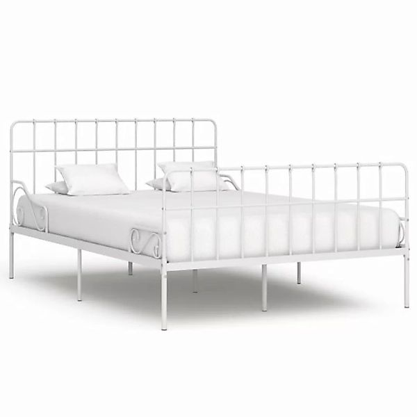 furnicato Bett Bettgestell mit Lattenrost Weiß Metall 140 × 200 cm günstig online kaufen