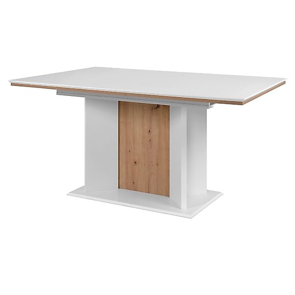 Furn.Design Esstisch in Weiß und Eiche Ausziehbar 160 - 200 x 90 cm Varese günstig online kaufen
