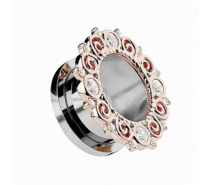 Taffstyle Plug Piercing Vintage Tribal Kristallen Rand Roségold, Flesh Tunn günstig online kaufen