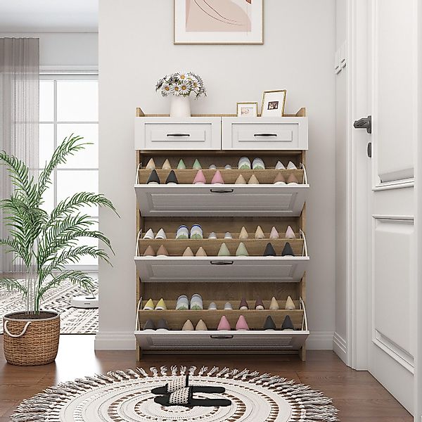 MODFU Schuhregal Moderne Schuhkommode,Holzschuhschrank,mit 2 Schubladen, günstig online kaufen
