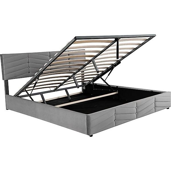 Gotagee Polsterbett Doppelbett hydraulisches Funktionsbett Samt Streifen-St günstig online kaufen