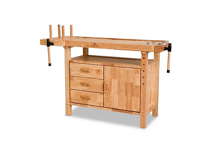 BAMATO Hobelbank WORK-1380, (1-tlg), 2x Spannzangen, 8x Bankhaken, Massivho günstig online kaufen