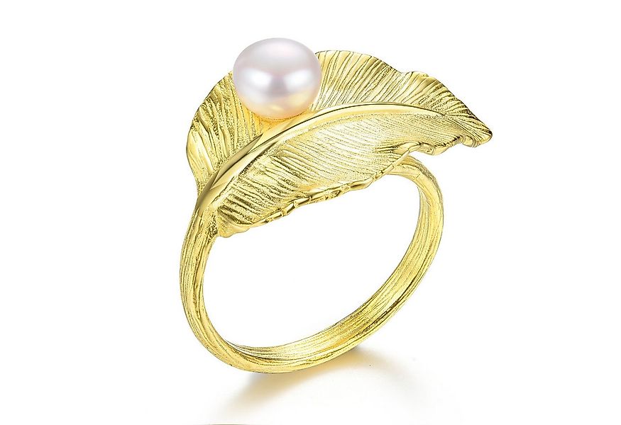 Runde Perlé Perlenring Blatt mit Wassertropfen verstellbarer Ring, handgefe günstig online kaufen