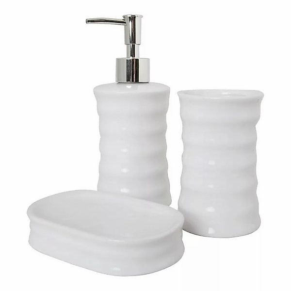 Badezimmer Set Wellen Aus Keramik Weiß (3 Pcs) günstig online kaufen