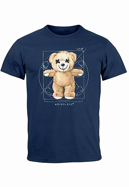 Neverless Print-Shirt Herren T-Shirt Print Teddy Bär DaVinci Meme Parodie F günstig online kaufen