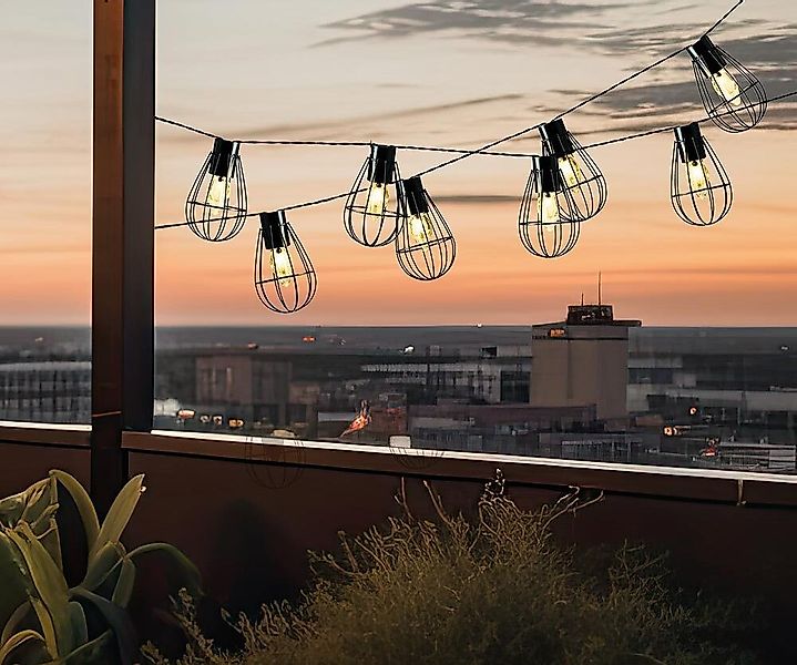 Solar Lichterkette Glühbirnen Vintage Draht Schwarz 8 LED Beleuchtung warmw günstig online kaufen