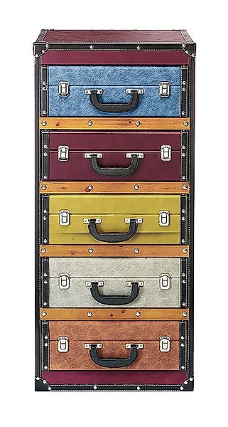 Kobolo Regal Kommode Schrank in Kofferoptik Bunt 5 Fächer 42x30x94 cm, 1 St günstig online kaufen