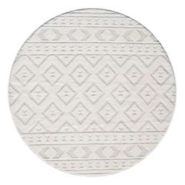 payé Teppich Ello 9999 Boho Flachflor Rund 120x120 cm Cream günstig online kaufen