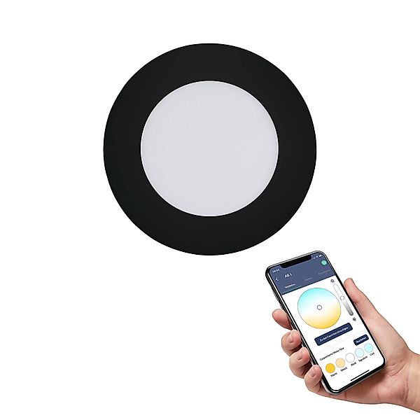 Eglo LED-CCT-Einbauspot Fueva-Z Ø 11,7 cm Schwarz günstig online kaufen