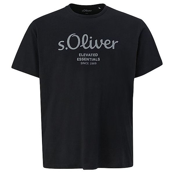 s.Oliver Rundhalsshirt s.Oliver Übergrößen T-Shirt schwarz Logo-Frontprint günstig online kaufen