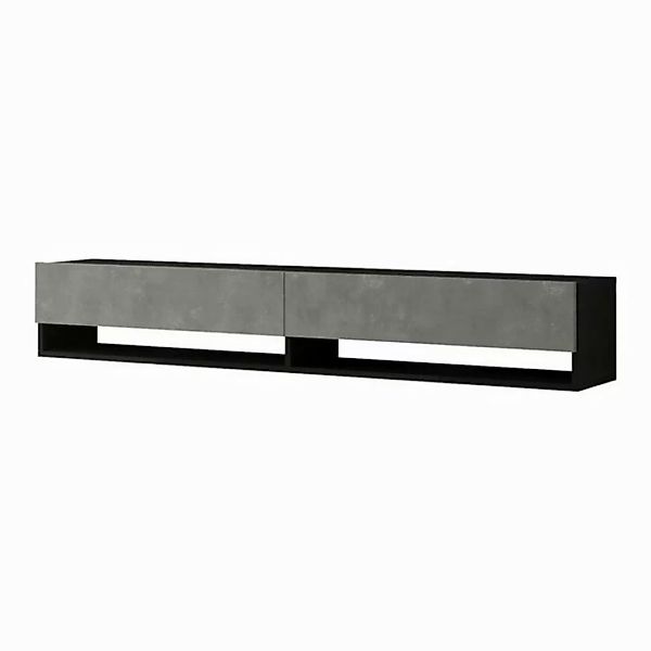 en.casa TV-Schrank »Laitila« TV Hängeboard 180x31,5x29,5cm Schwarz/Betonopt günstig online kaufen